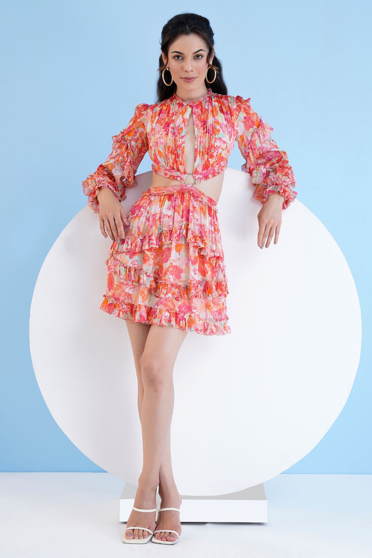 Buy Red Waist Cutout Short Dress by Mandira Wirk